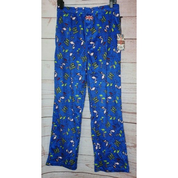 English Laundry Jingle Bell Flock Lounge P.J Flamingo Medium Pants Soft Fleece - Picture 1 of 10